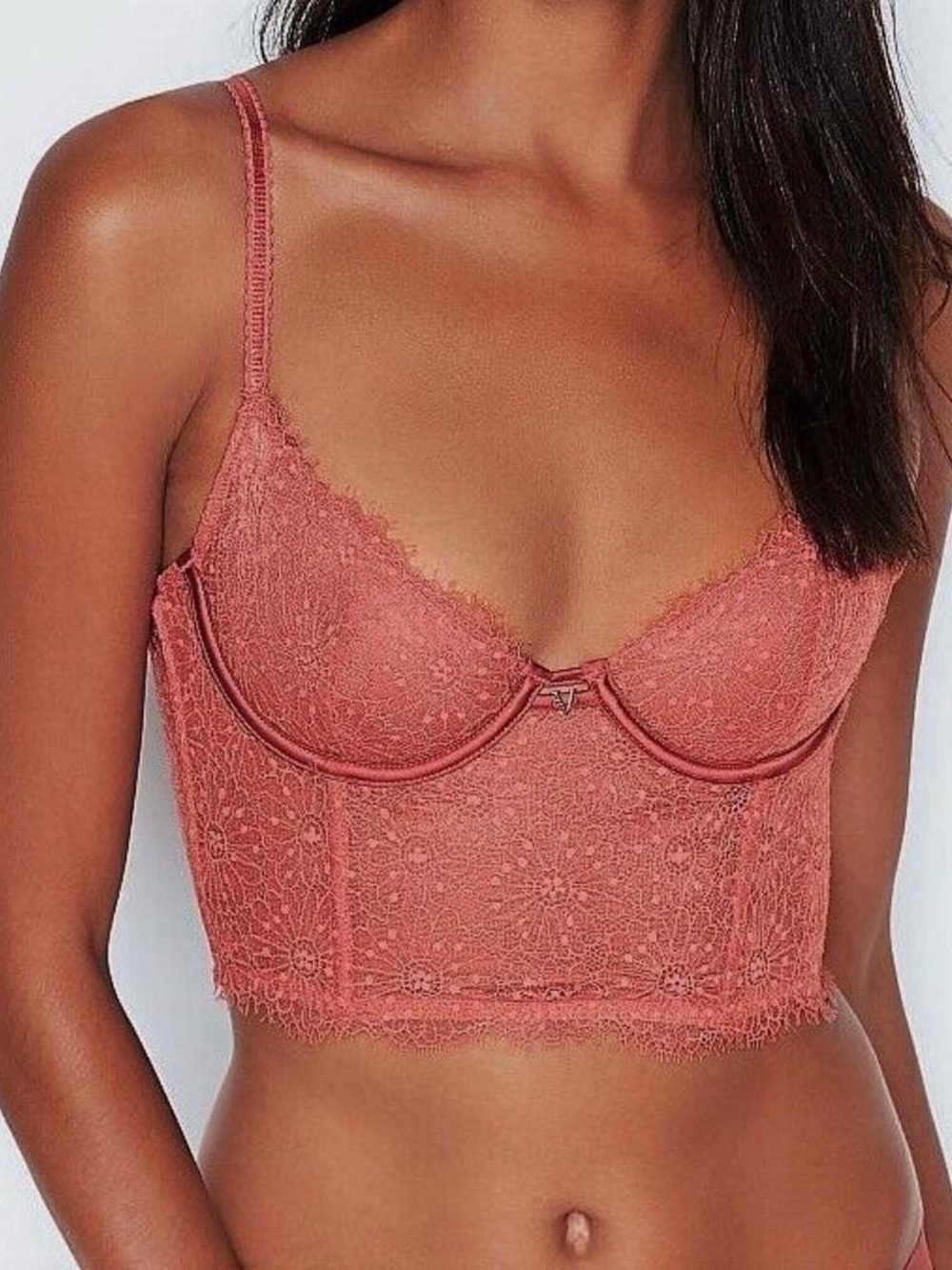 Victoria's Secret Coral Lace Longline Bralette
